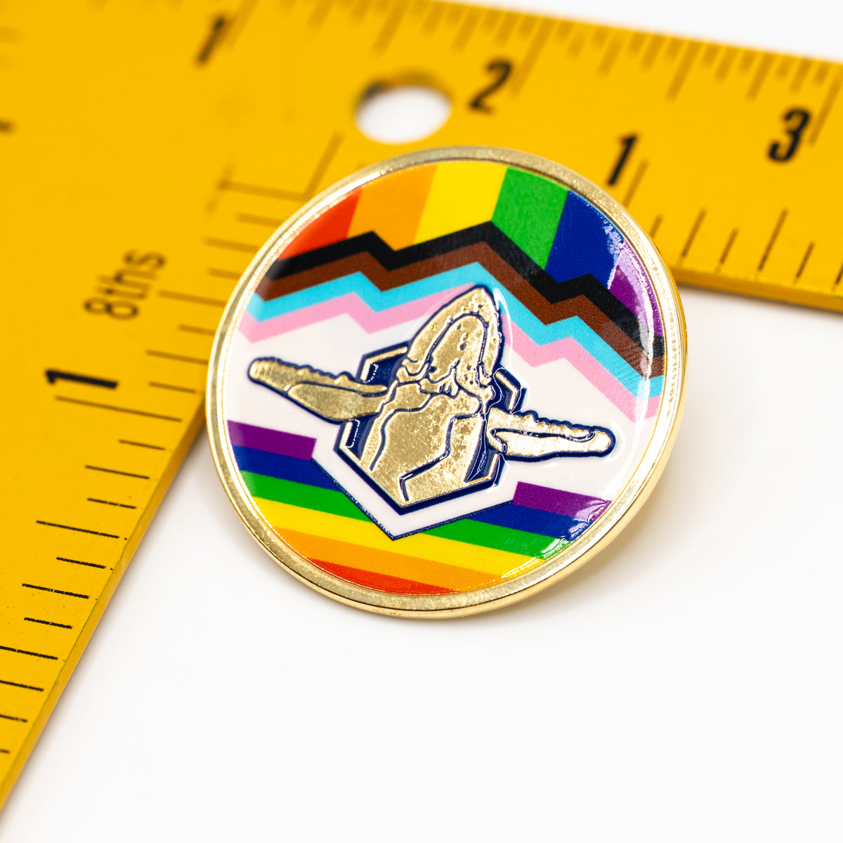 Sacred Whale Pride Flag Enamel Pin (Circle)
