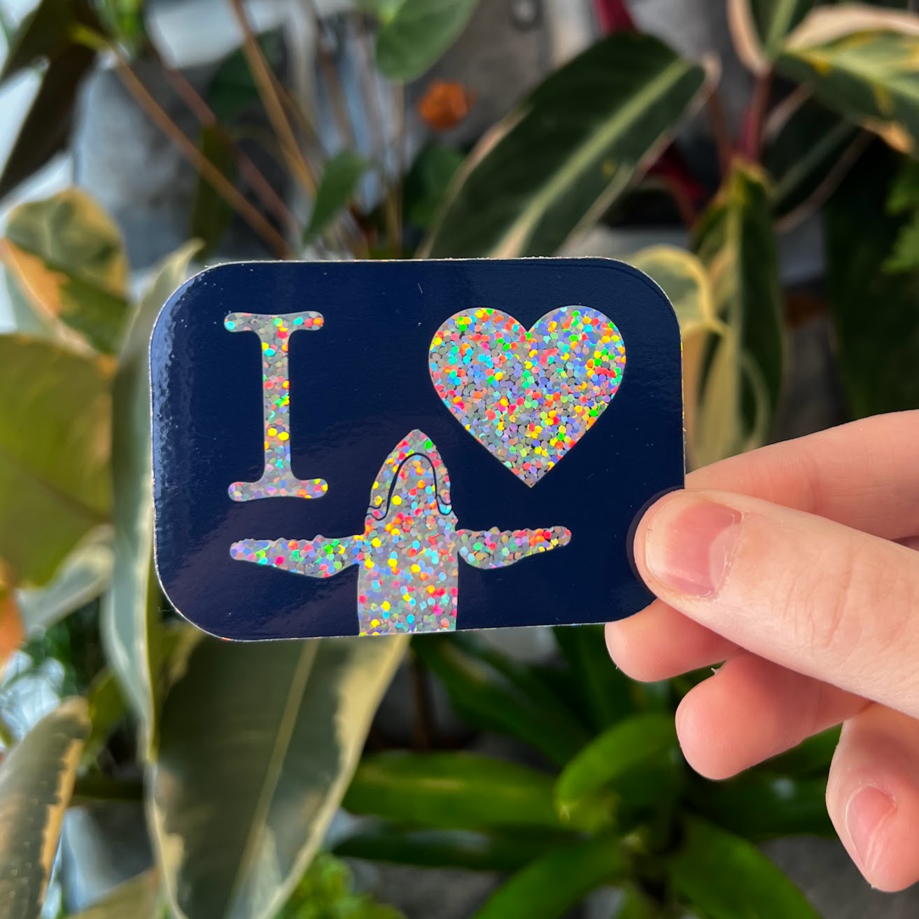 I ♥ WHALE glitter sticker