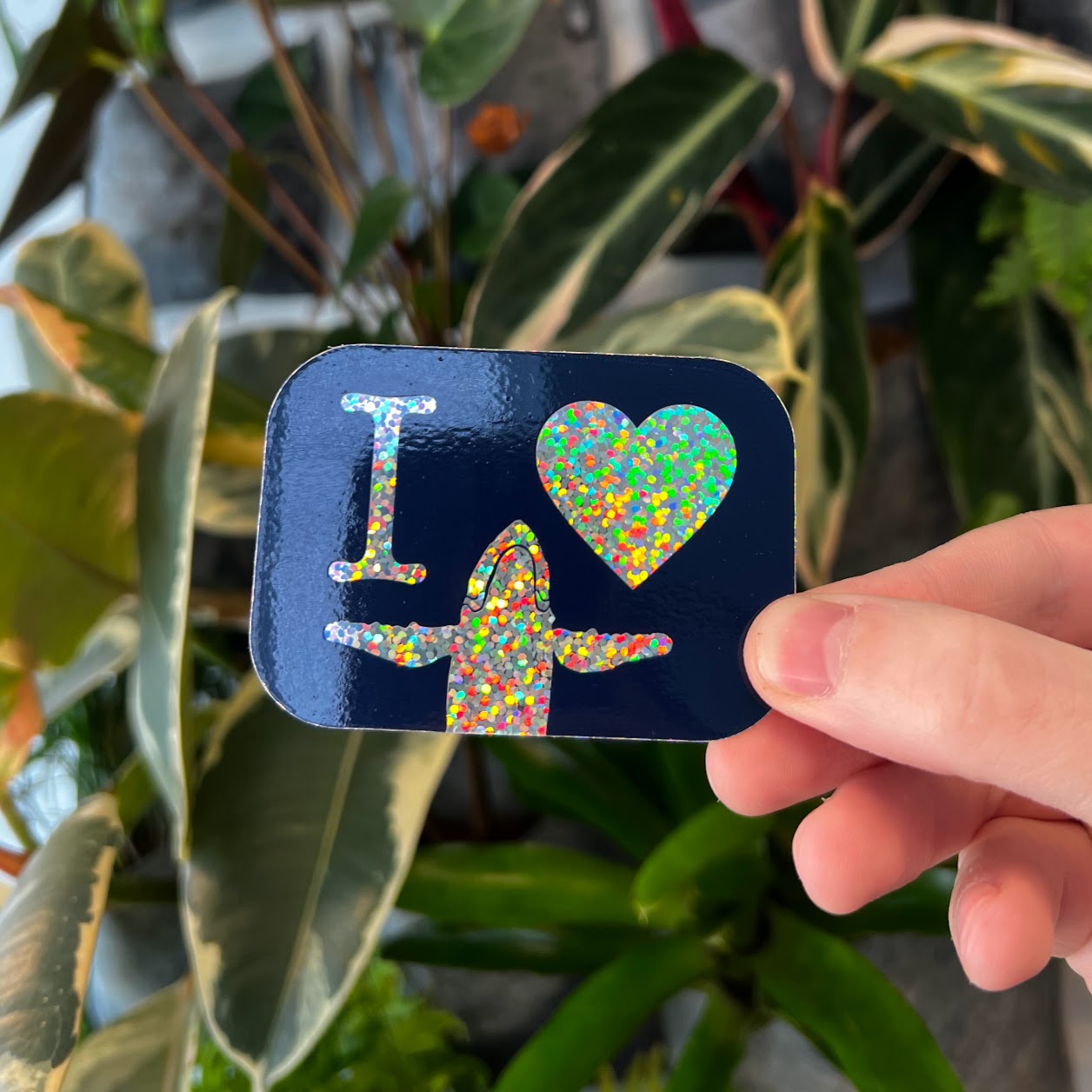 I ♥ WHALE glitter sticker