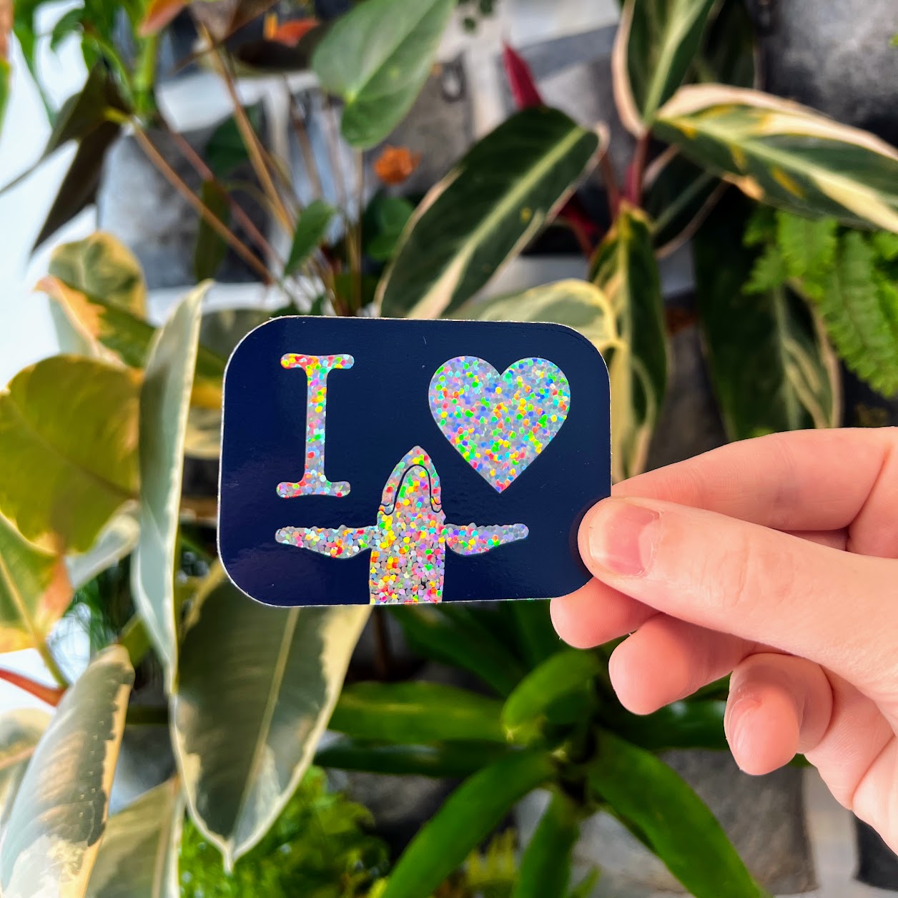 I ♥ WHALE glitter sticker