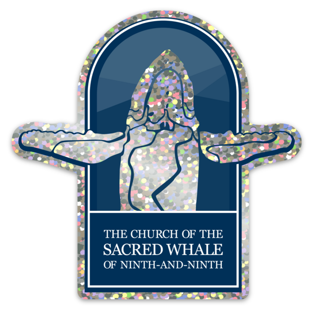 Sparkly Sacred Whale Logo Sticker 4x4"