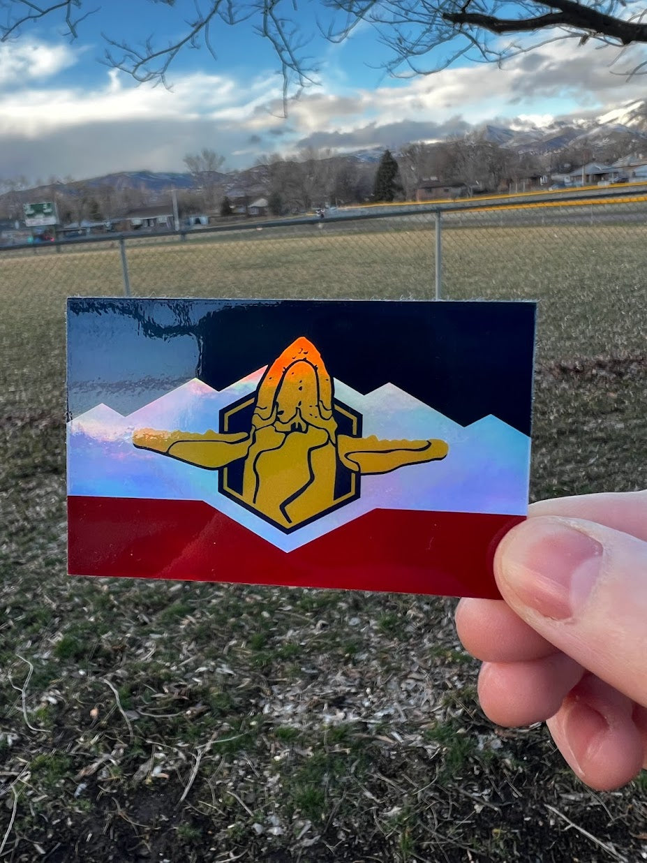 Holographic Utah Theocracy Flag Sticker