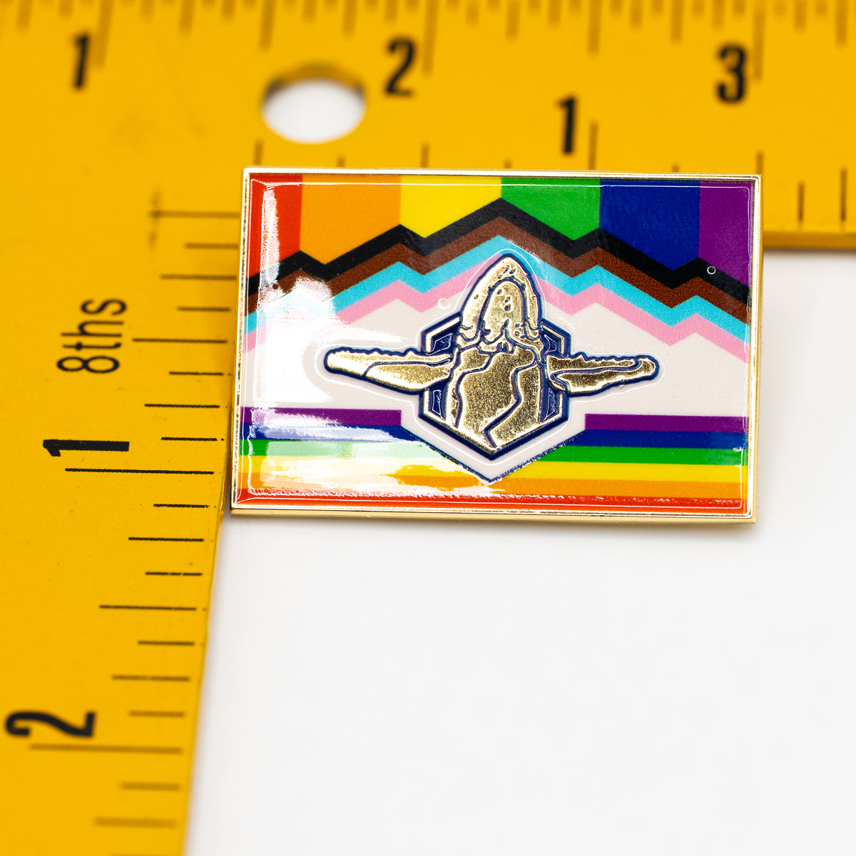 Sacred Whale Pride Flag Enamel Pin (Rectangle)