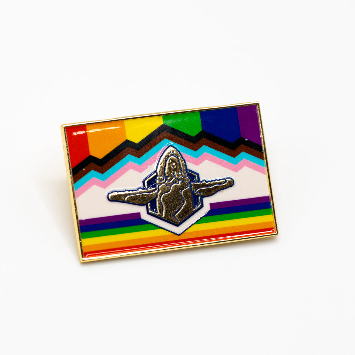 Sacred Whale Pride Flag Enamel Pin (Rectangle)