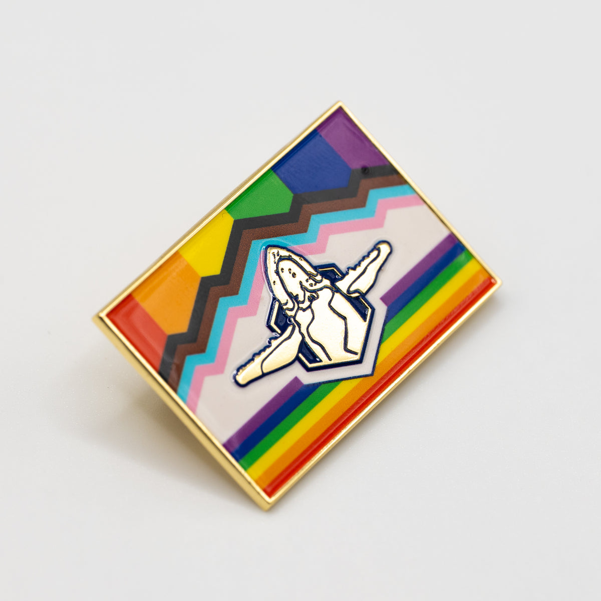 Sacred Whale Pride Flag Enamel Pin (Rectangle)
