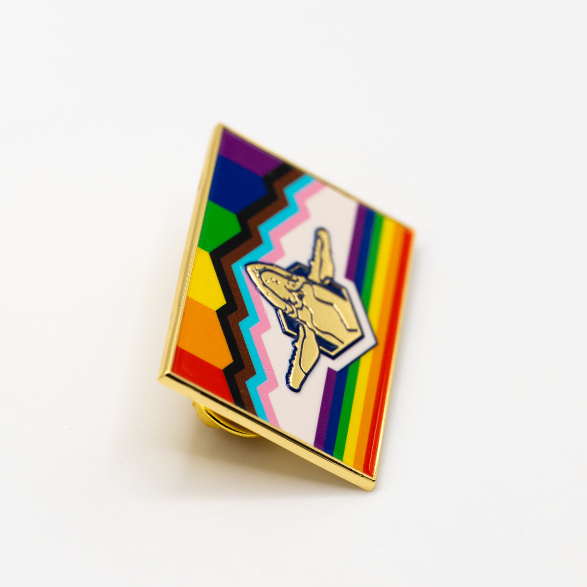 Sacred Whale Pride Flag Enamel Pin (Rectangle)