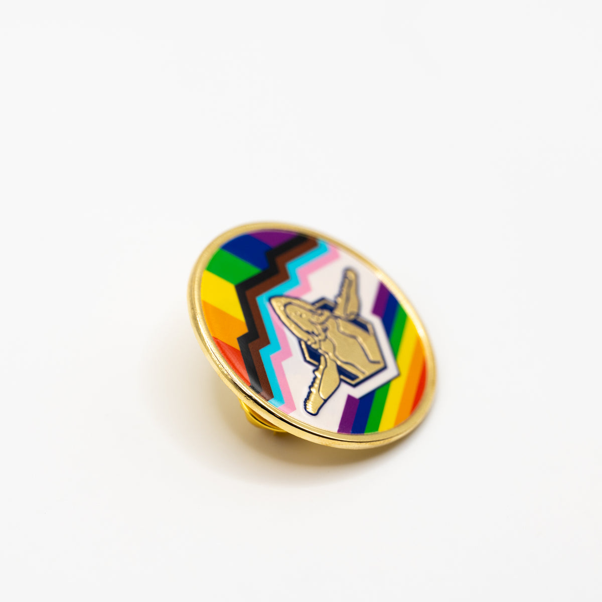 Sacred Whale Pride Flag Enamel Pin (Circle)