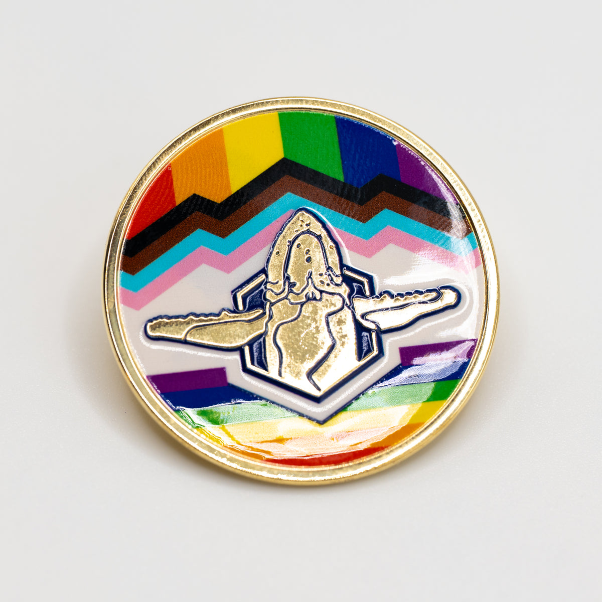 Sacred Whale Pride Flag Enamel Pin (Circle)
