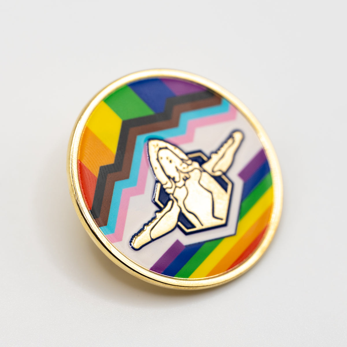 Sacred Whale Pride Flag Enamel Pin (Circle)